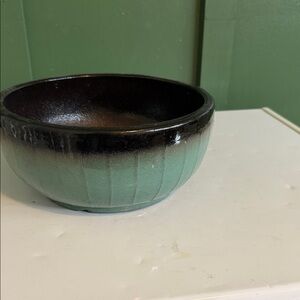Elegant Green and Black Ceramic Bowl